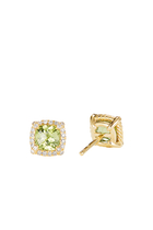 Petite Chatelaine Stud Earrings, 18k Yellow Gold with Peridot & Diamonds